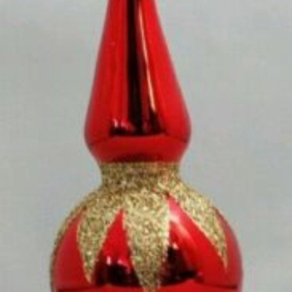 Red Tree Topper Mini Ornament Set 15 Ball Finial Glass 1.25" Kurt Adler - Picture 2 of 4